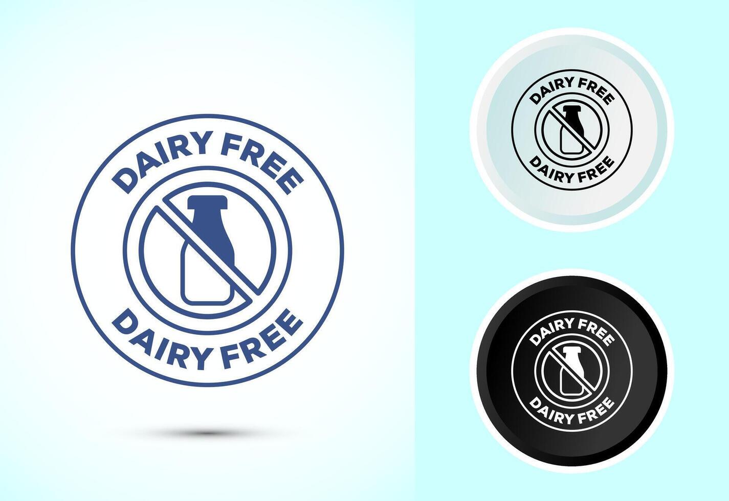 Dairy free icon illustration, Healthy food symbol in color, black and white, Dairy free badge vector
