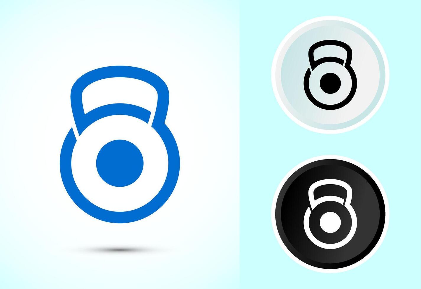 Kettlebell icon. Weight lifting icon, fitness, and gym sign symbol in color, black and white vector