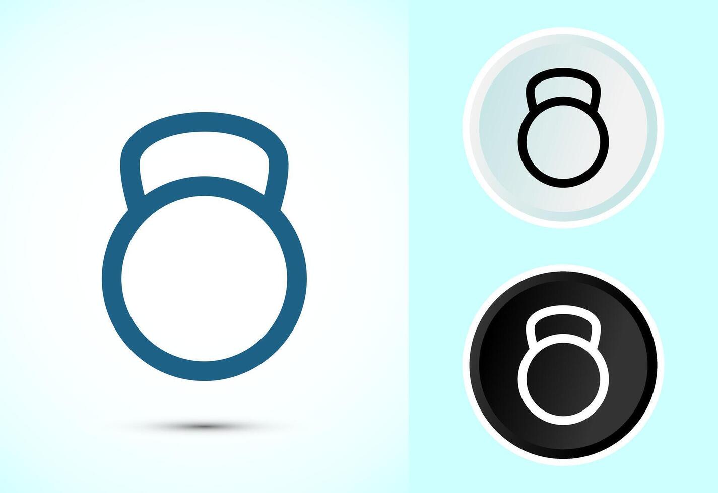 Kettlebell icon design. Weight lifting icon, fitness, and gym sign symbol in color, black and white vector