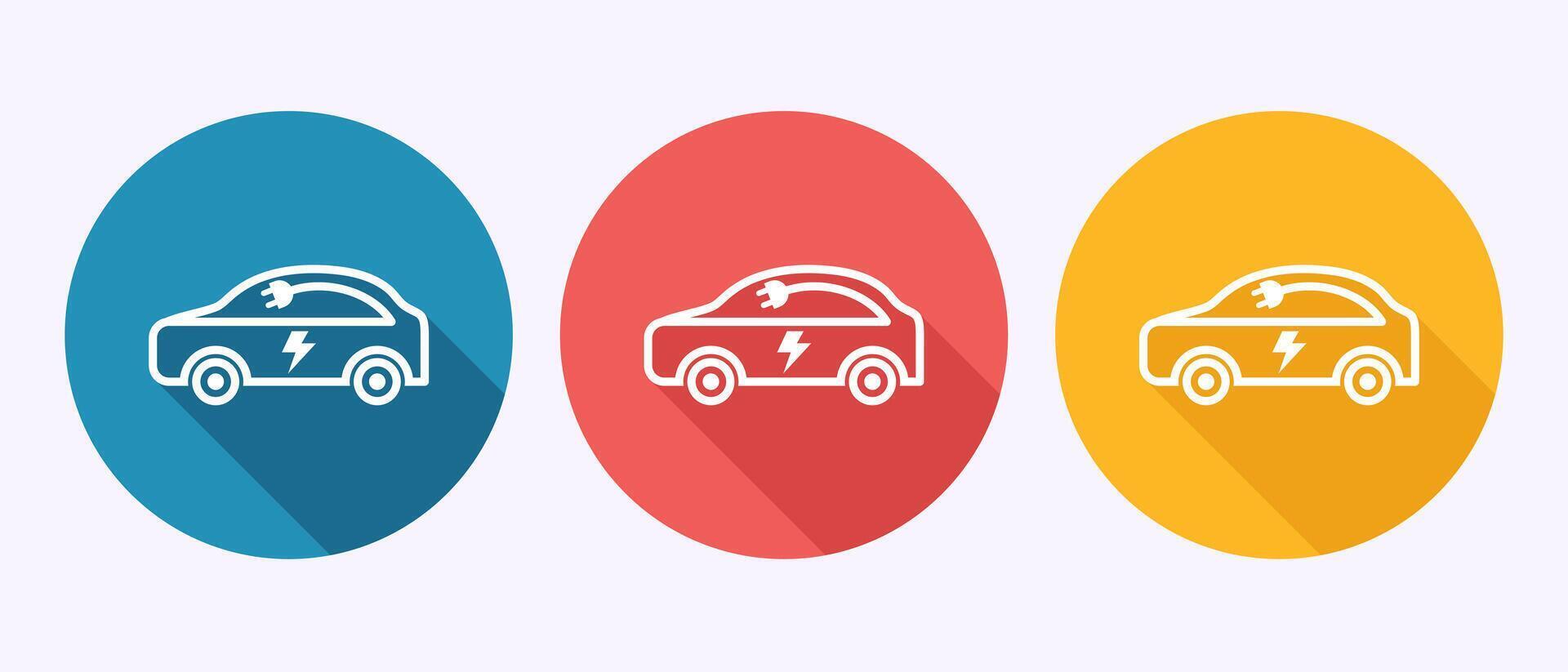 Electric car icon. Car charging station sign symbol in shadow button design vector