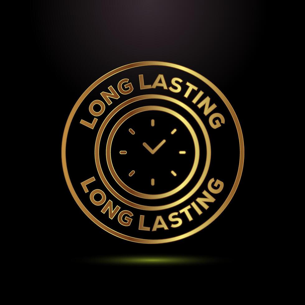 Long lasting icon. Durability sign in gold color style vector