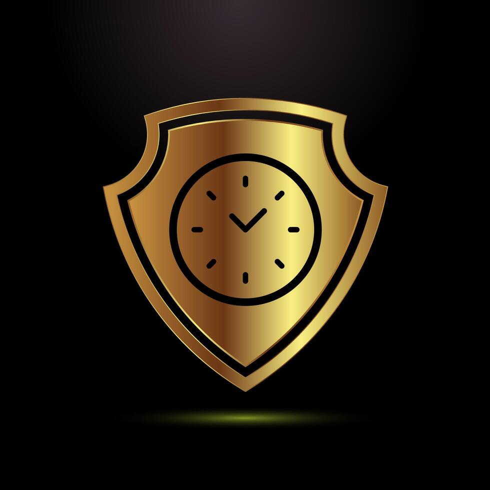 Long lasting icon design illustration. Durability sign in gold color style vector