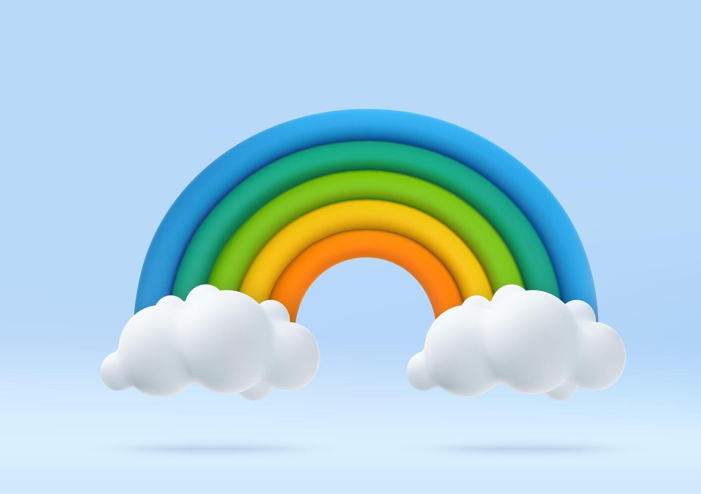 3d Colorful rainbow with clouds vector