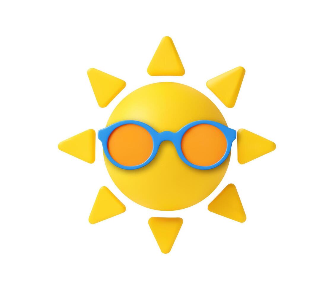 3d Sunny Weather Icon with Sunglasses vector