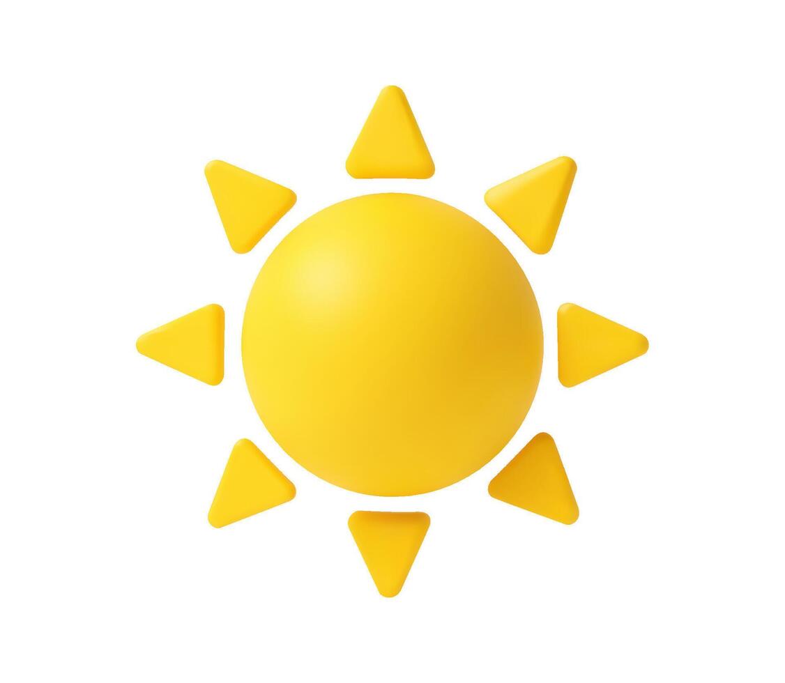 3d sun icon isolated on white background. vector