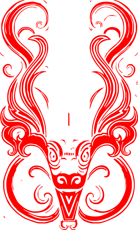 red dragon head with swirls on it png