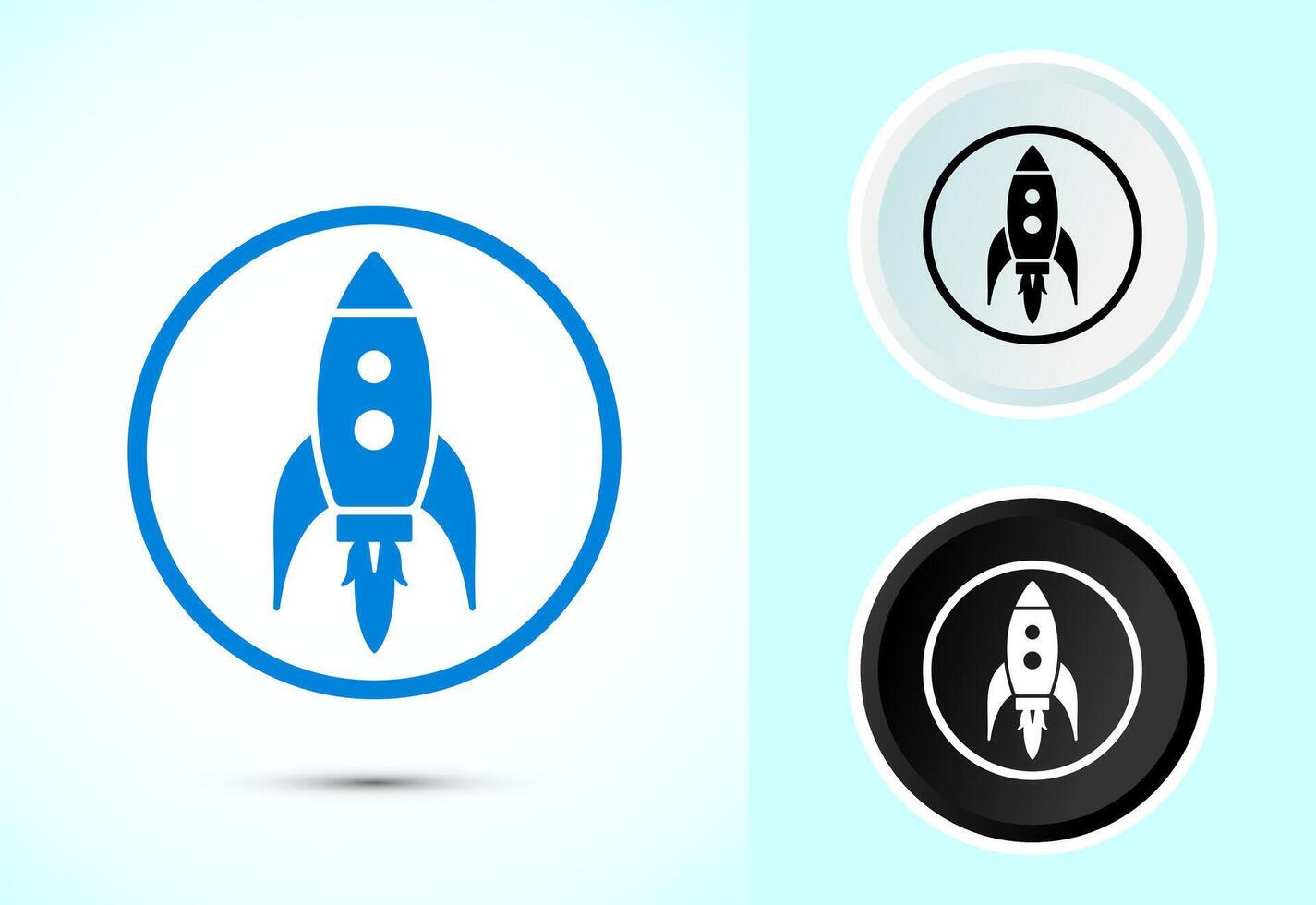 Rocket icon design, Business start up icon, Rocket sign in color, black and white vector