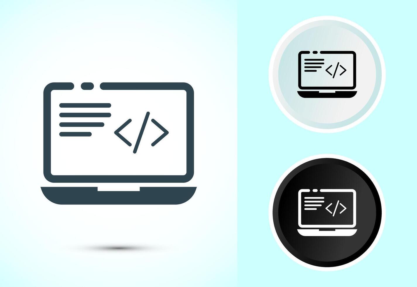 Coding icon illustration, Web development icon sign symbol in color, black and white vector