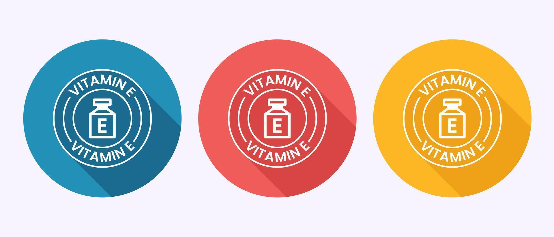 Vitamin E icon. Vitamin E sign symbol in shadow button design vector