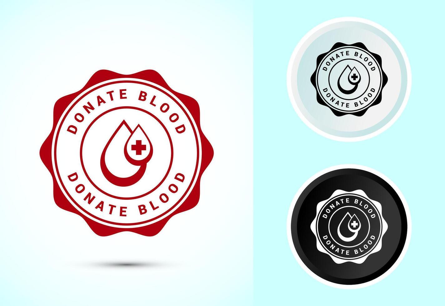 Blood donation icon design illustration, Donate blood badge sign in color black and white vector