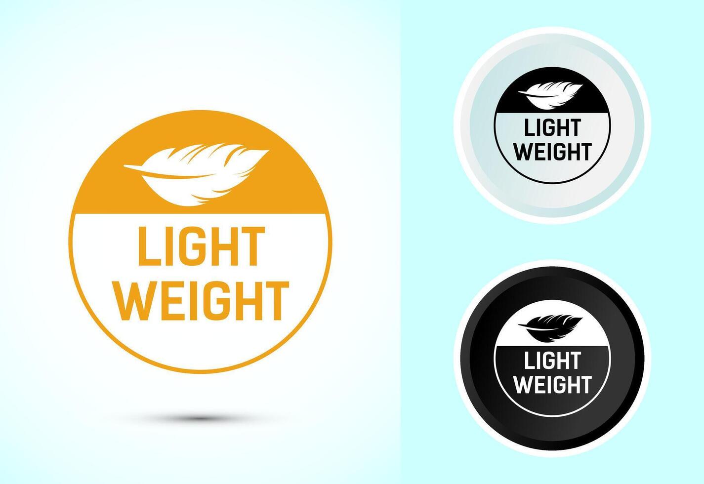Light weight icon. Feather icon, Light weight label sign symbol in color black and white vector