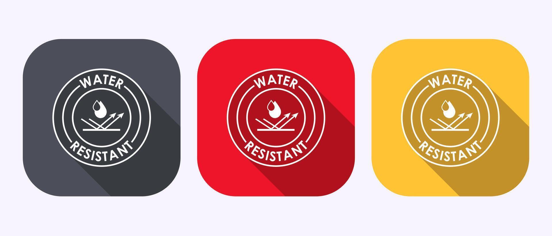 Water resistant icon design illustration, Waterproof, liquid proof symbol in shadow button design vector