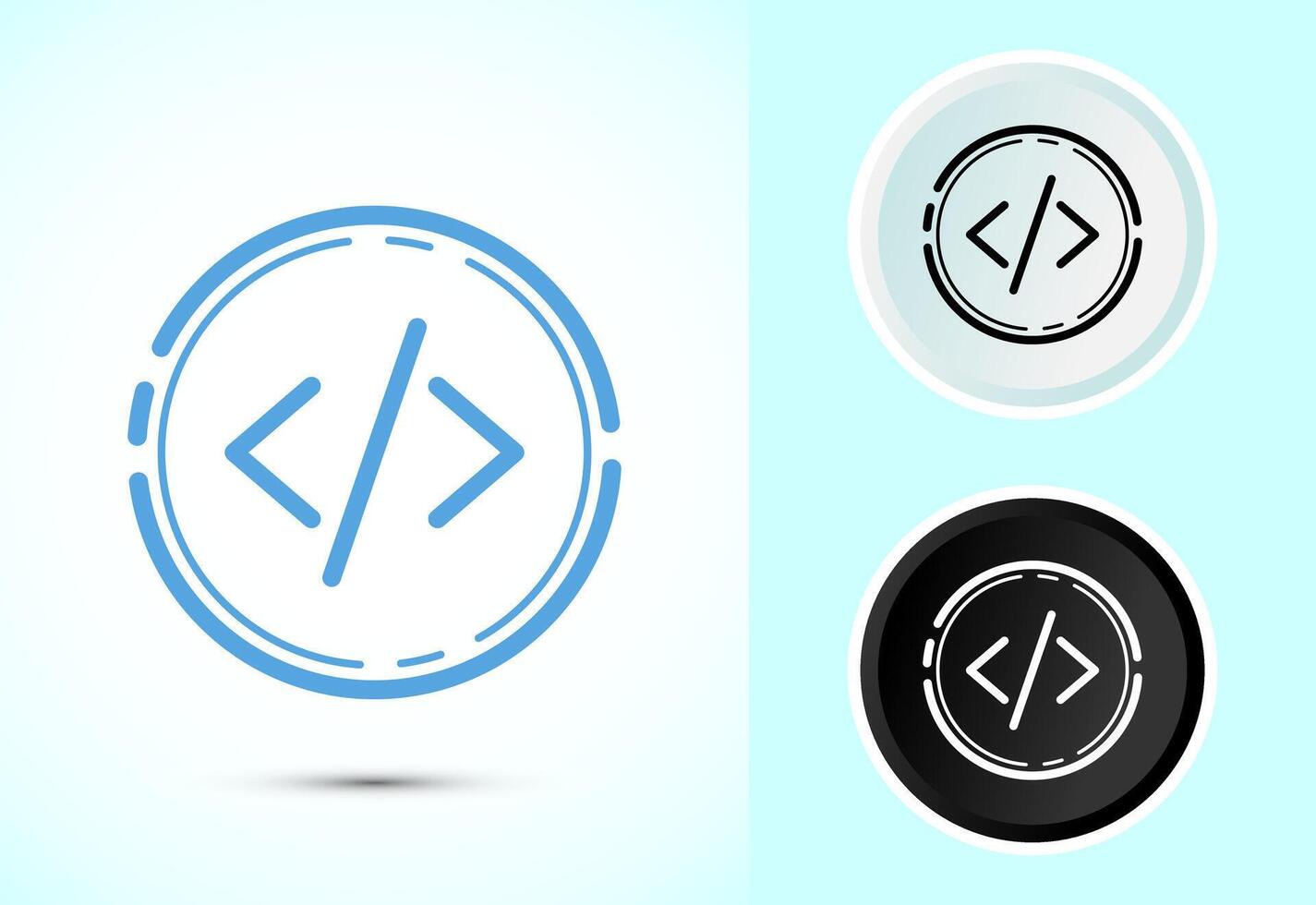 Coding icon design, Web development icon sign symbol in color, black and white vector