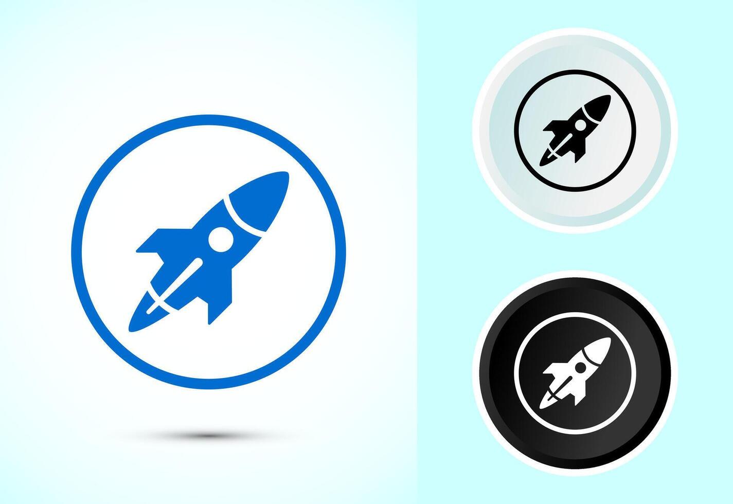 Rocket icon illustration, Business start up icon, Rocket sign symbol in color, black and white vector