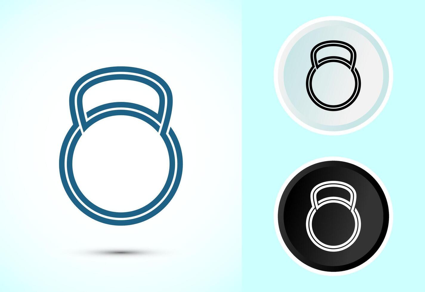 Kettlebell icon illustration. Weight lifting icon, fitness, and gym sign symbol in color, black and white vector