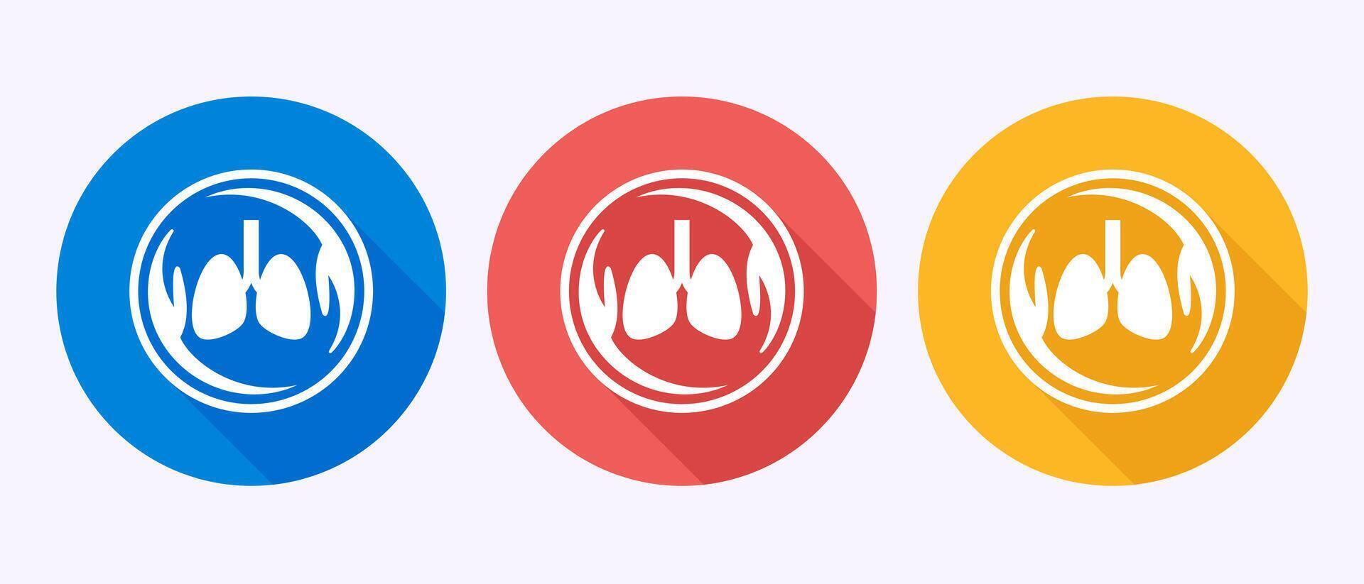 Lungs health care icon design illustration. Healthcare and medical icon in shadow button design vector