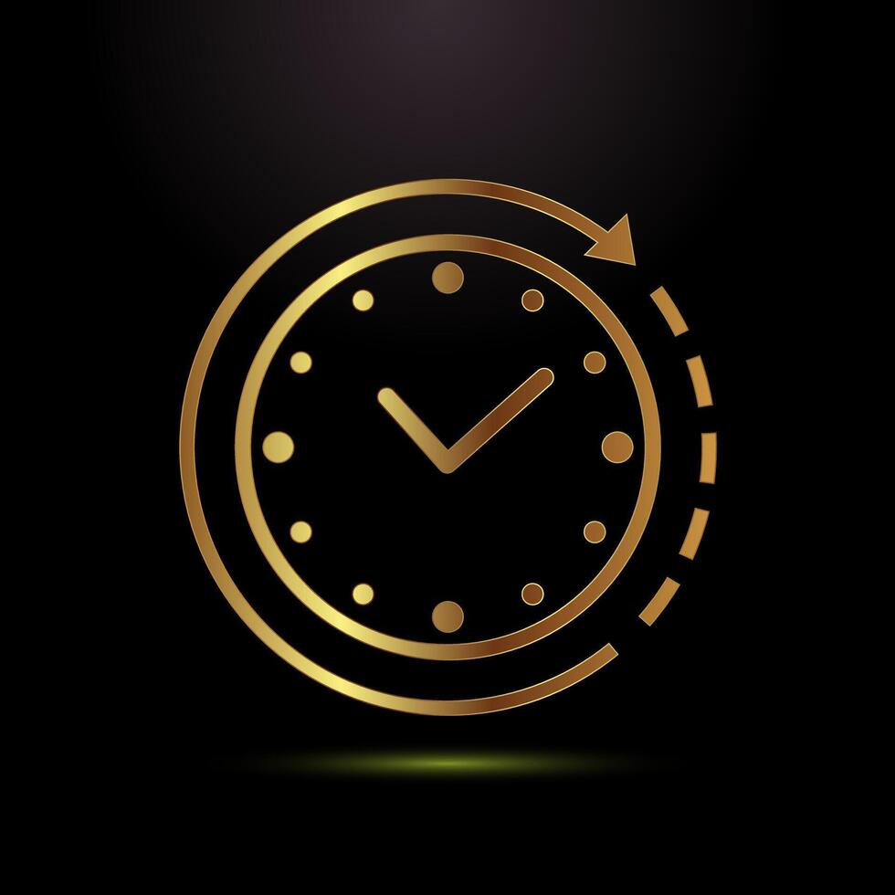 Long lasting icon design. Durability symbol in gold color style vector