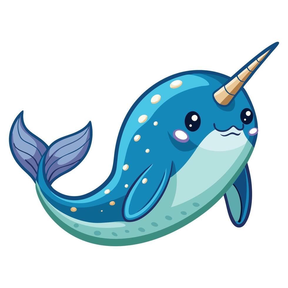 Narwhal clipart isolated on white background vector