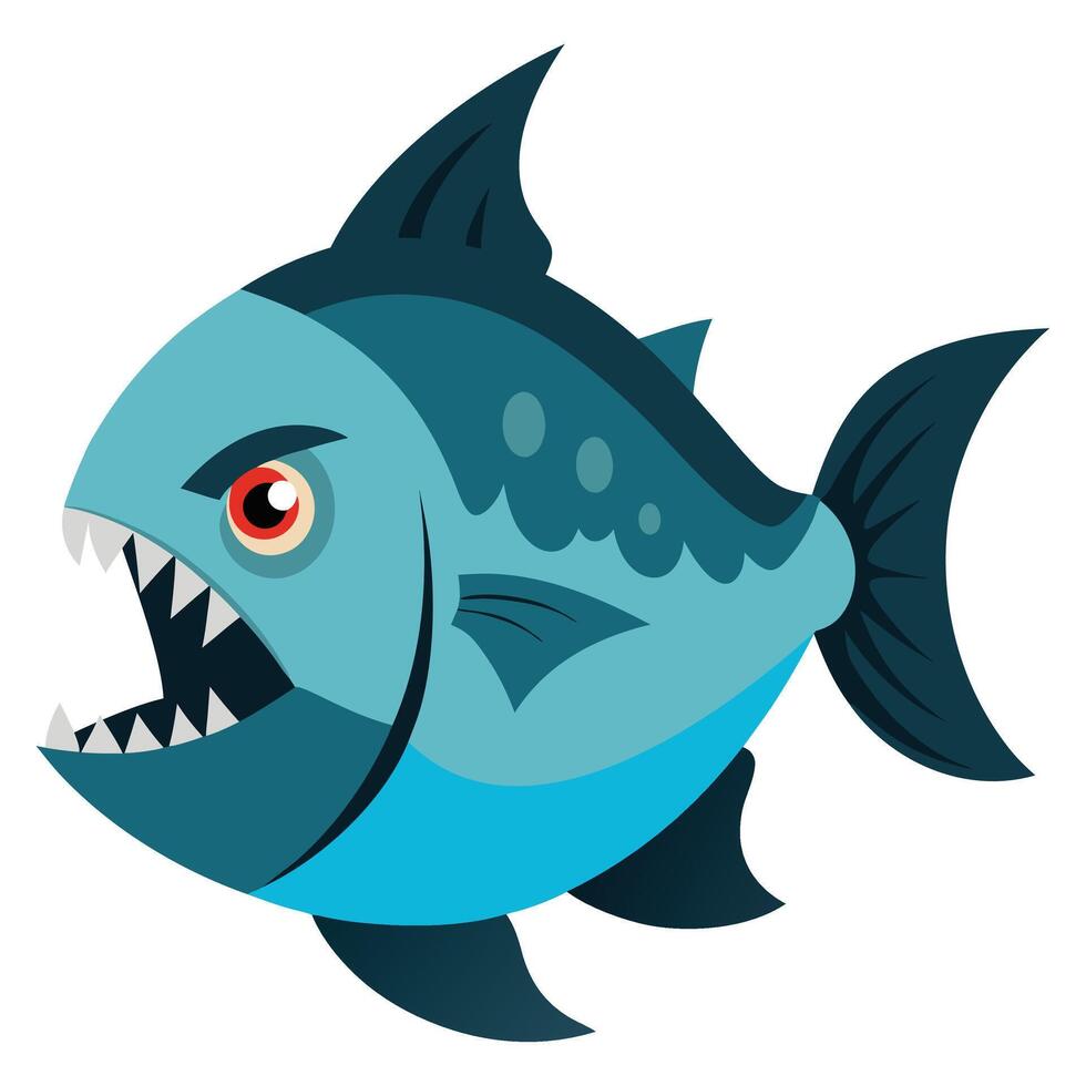 Piranha fish clipart isolated on white background vector