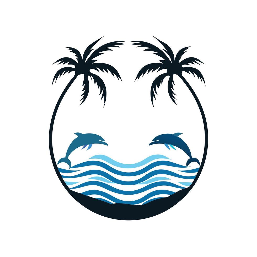 Tropical Paradise with Dolphins A Relaxing Ocean Scene vector