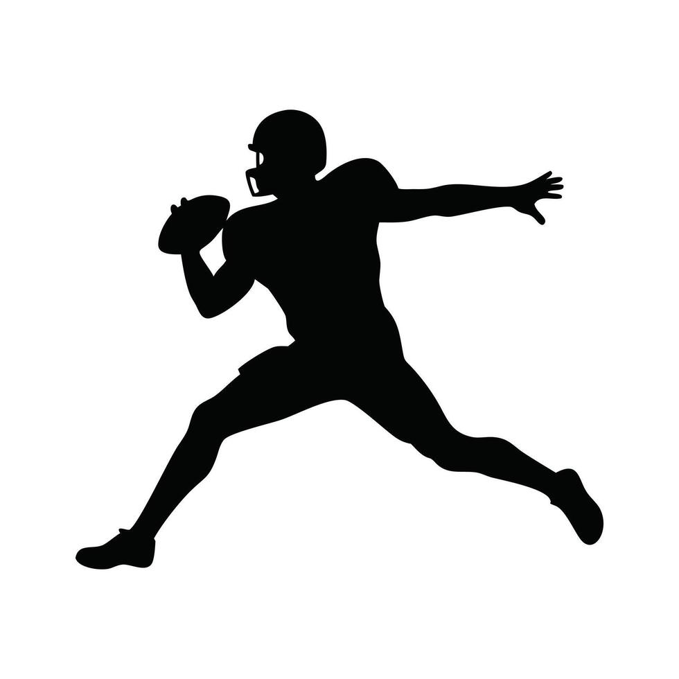 Dynamic American football player silhouette with intense throwing motion. vector