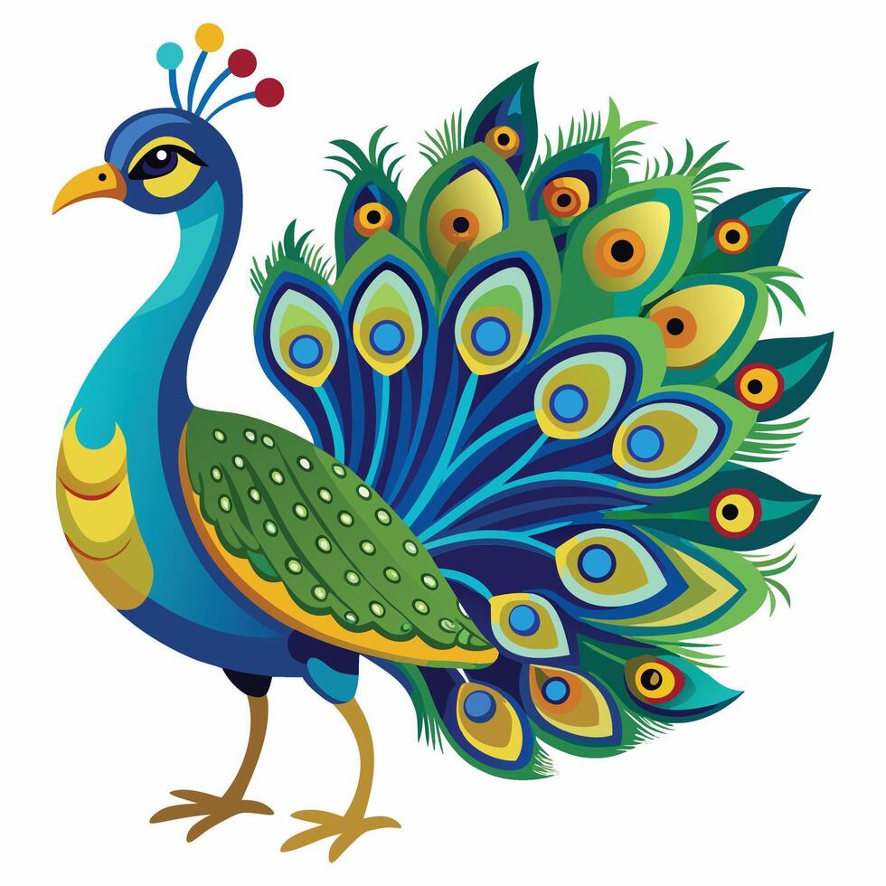 Peacock clipart isolated on white background vector