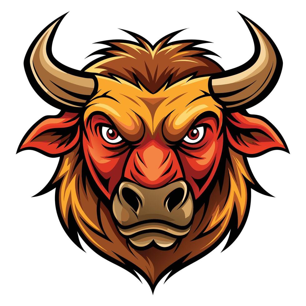 Angry Bull head on white background vector