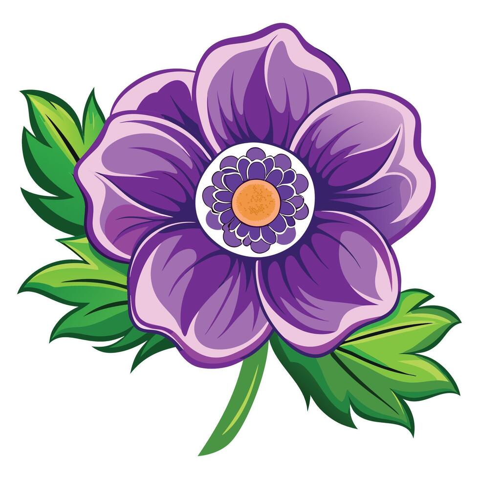 Anemone flower clipart isolated on white background vector