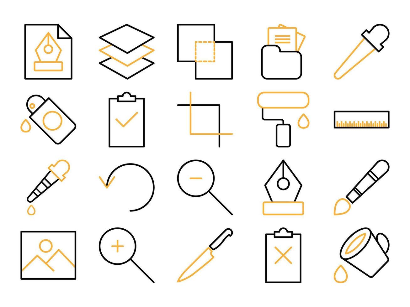 Collection of graphics design tool multicolour icon set flat design vector