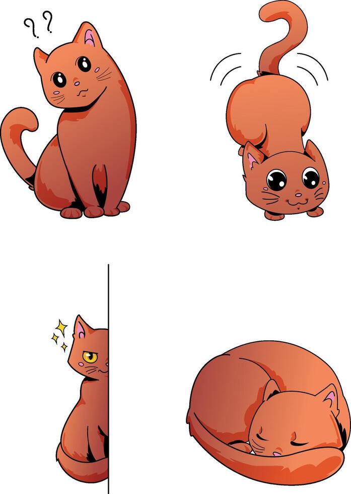 Kawaii playful kitties vector