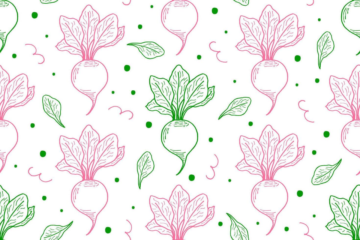 Sugar beet pattern, seamless pattern for culinary background. Vegetable pattern, contour silhouette. Kitchen textiles, food packaging, prints on clothes. vector