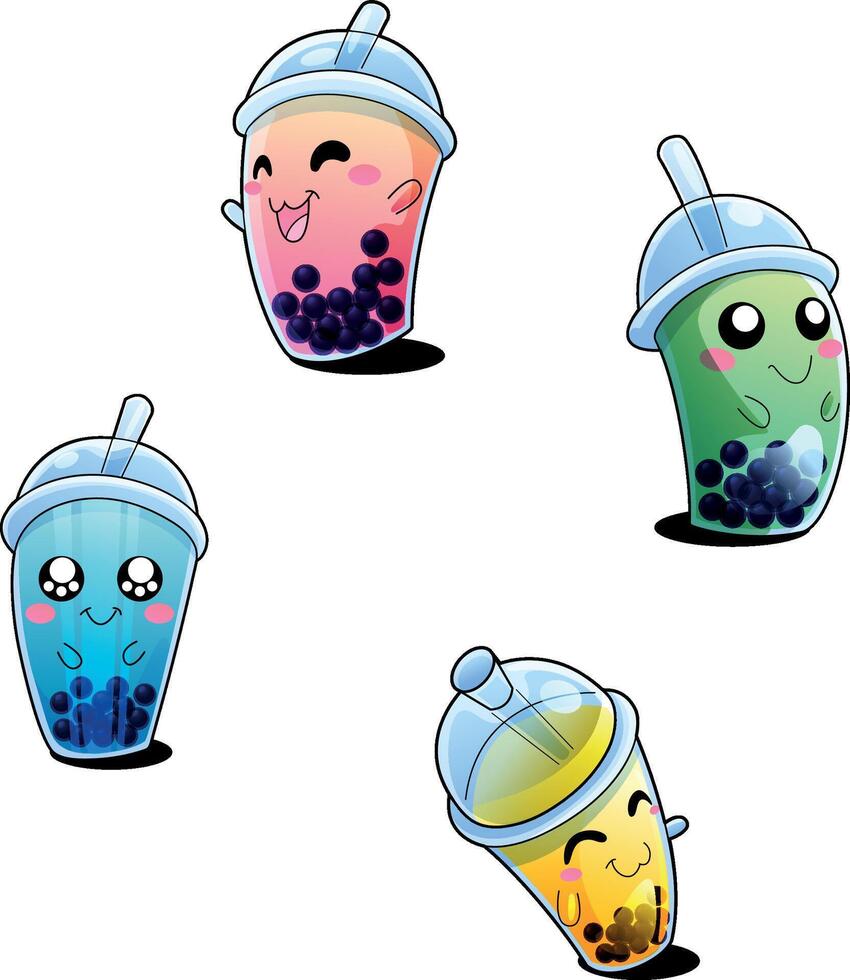 colorful fun bubbletea vector