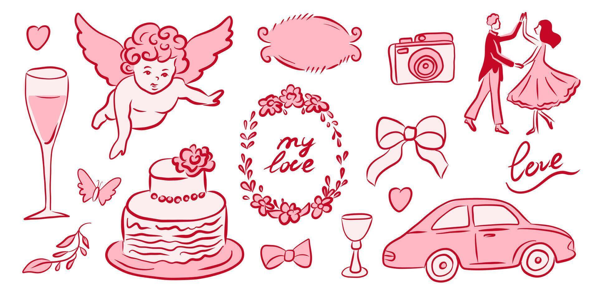 Romantic Icons for Memorable Wedding and Love Events Celebrating Togetherness and Joy vector