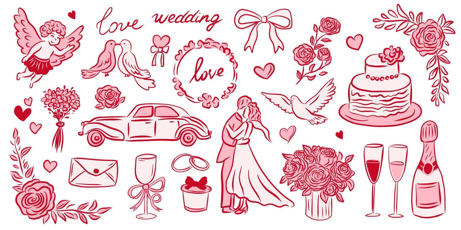 Illustrations Depicting Weddings and Love for All Your Romantic Celebrations and Events vector