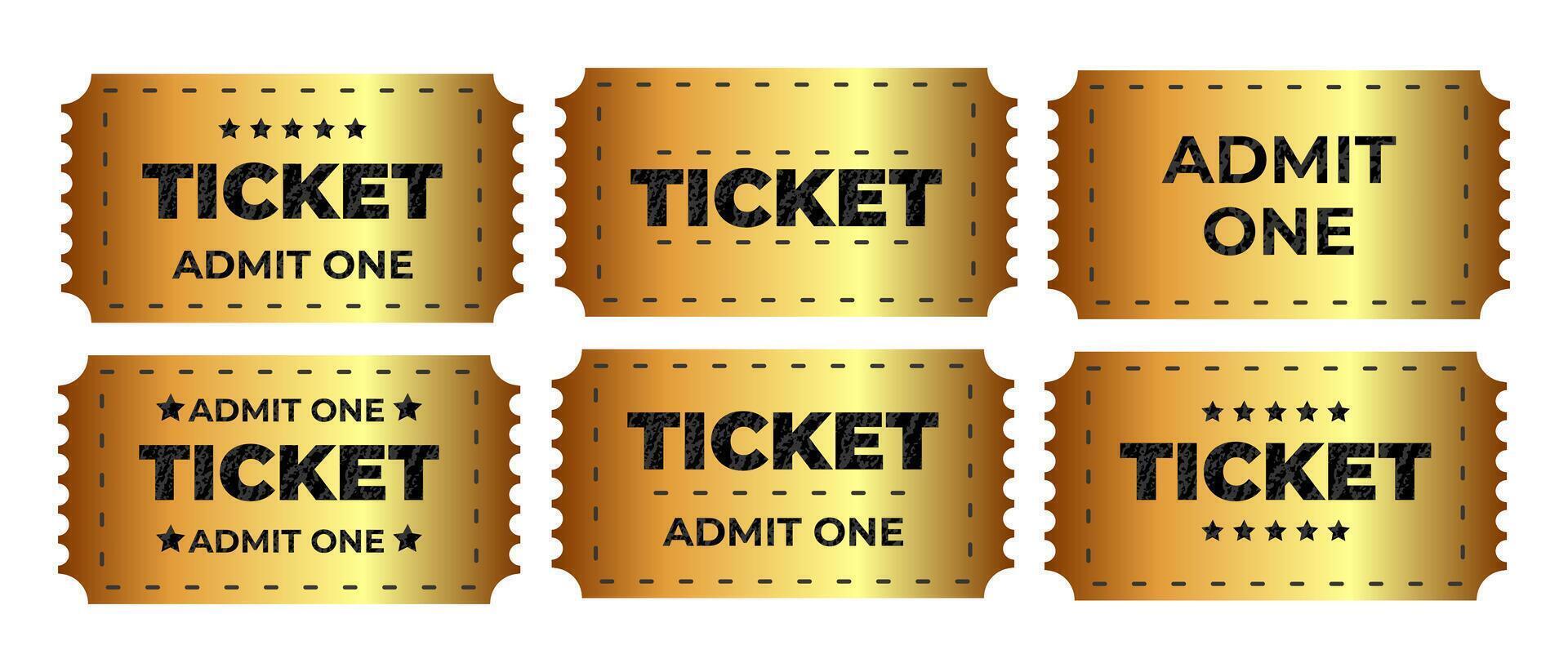Golden Admit One Tickets grant access to exciting Events and Shows for premium entertainment vector