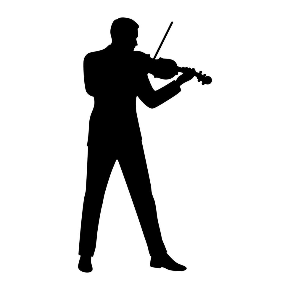 Violinist playing the violin Silhouette illustration vector
