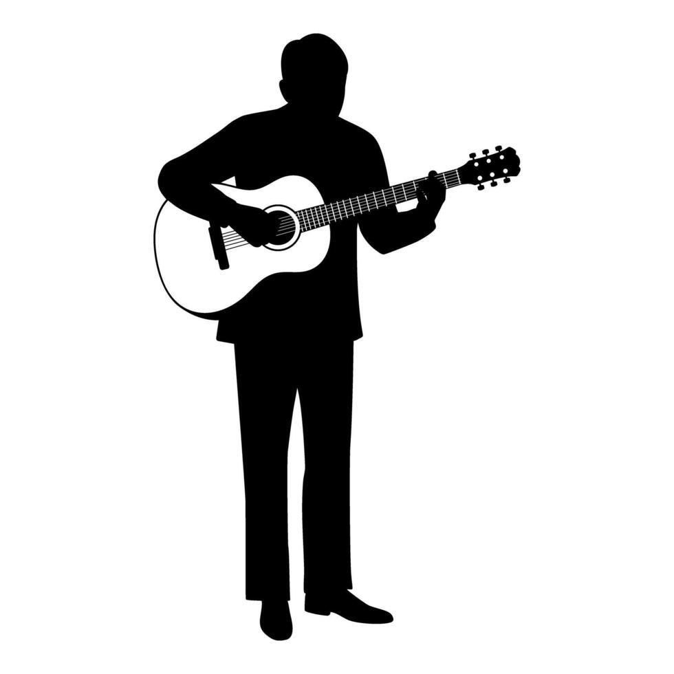 Silhouette illustration of a Guitarist playing classical guitar vector