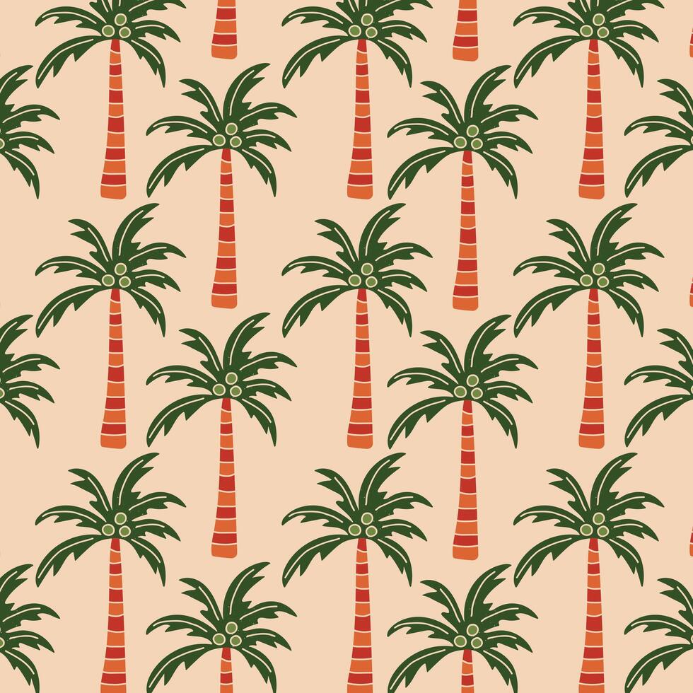 Retro style palm tree pattern. vector