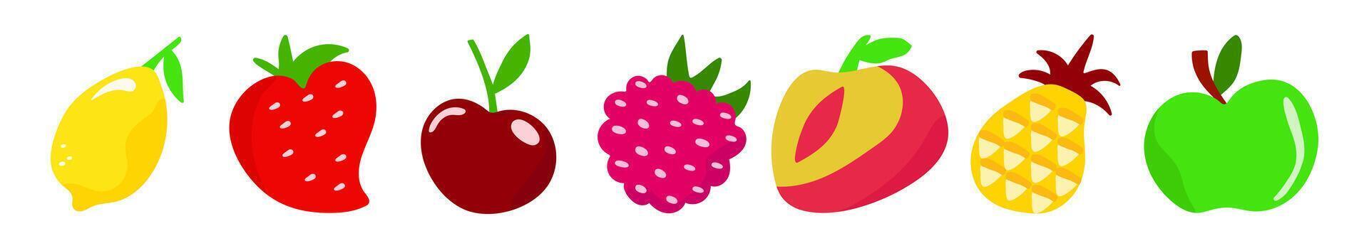 Set of bright juicy berries and fruits. vector