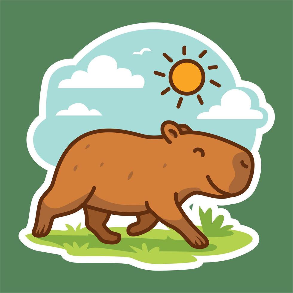 capybara walking joyfully under the warm sunshine vector