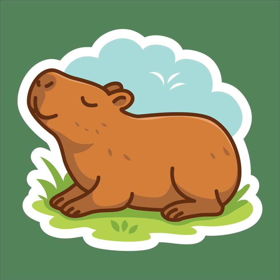 A capybara walking joyfully under the warm sunshine. vector