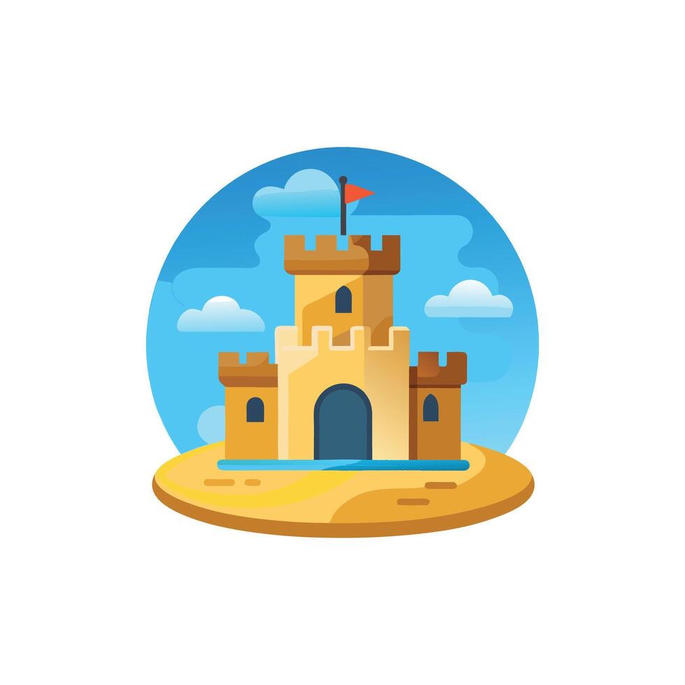 Sand Castle Cartoon Icon Illustration Object Nature Icon Isolated Flat vector