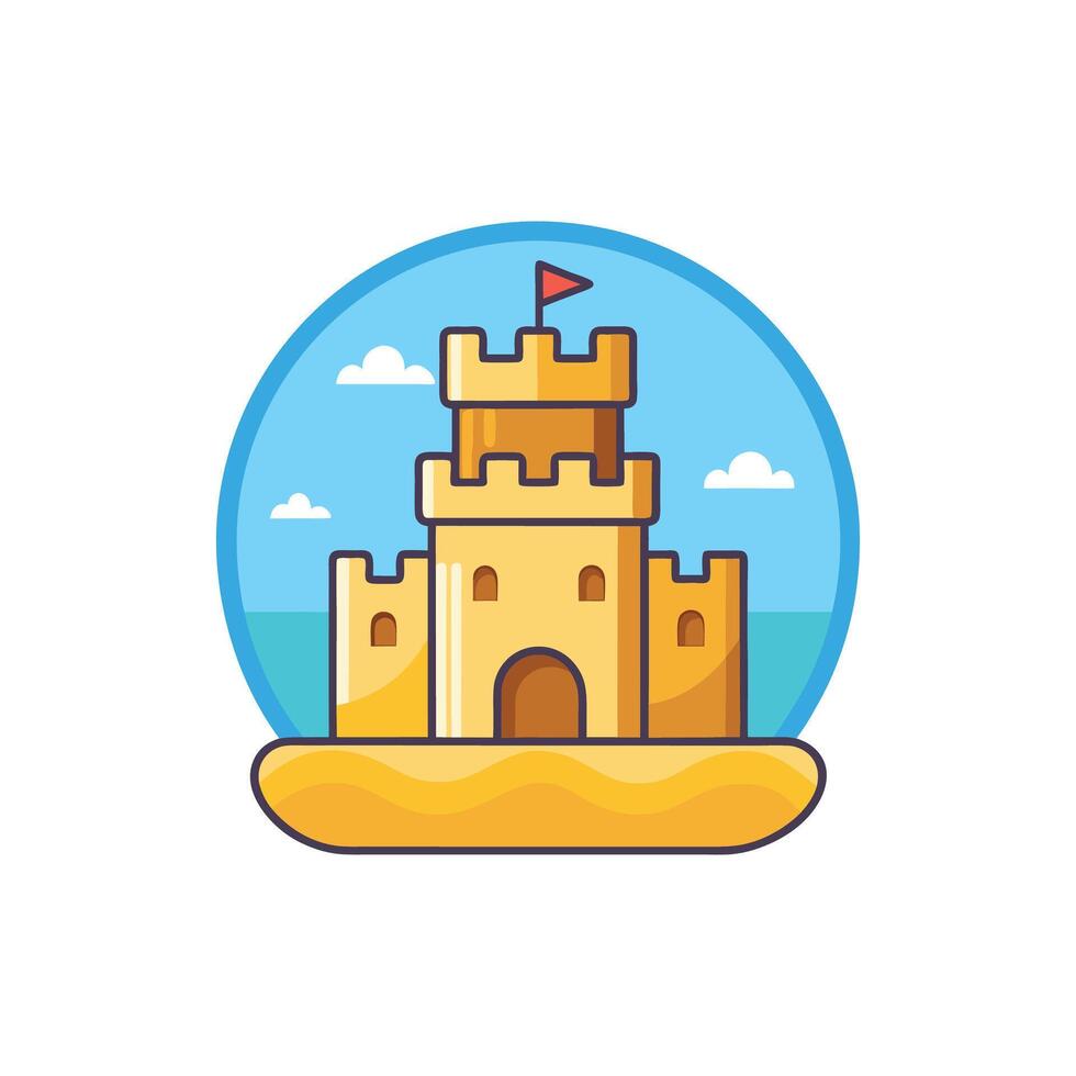 Sand Castle Cartoon Icon Illustration Object Nature Icon vector
