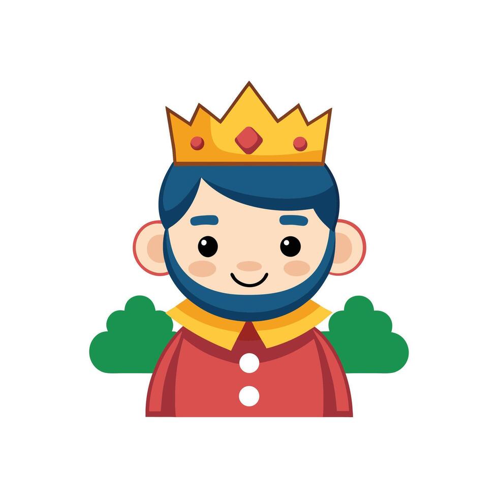 Cute King with Crown Cartoon Icon Illustration. People Nature icon vector