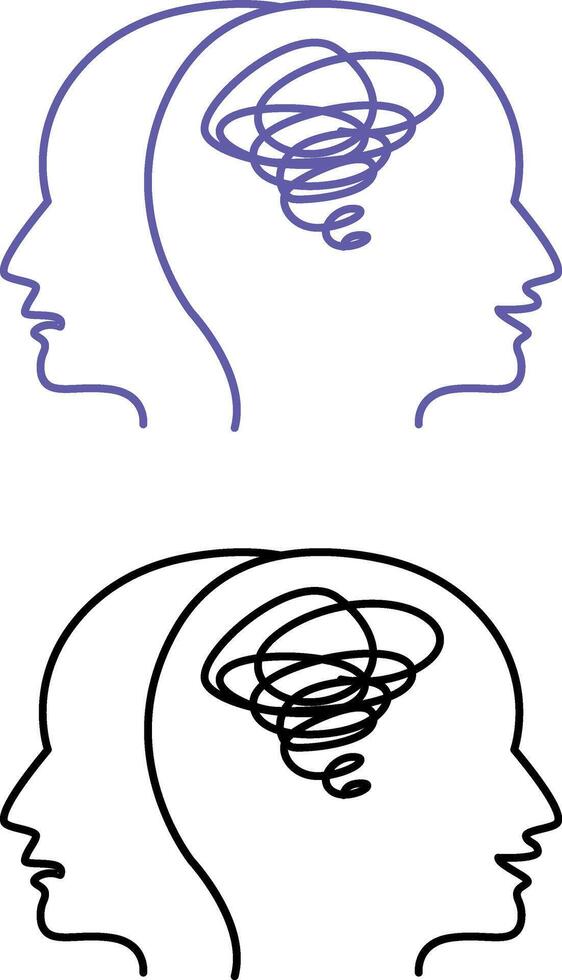 Multiple Personality Icons. Illustration. Two Personalities in One Person. Mental Disorder, Split Personality, Medicine. Mental Health Concept vector