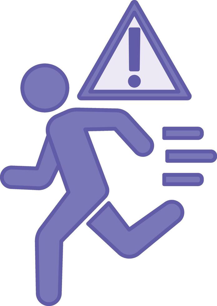 Colored Escape Icon. Illustration. Running Man and Prohibition Sign. Running Concept vector