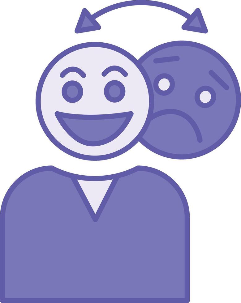 Colored Bipolar Icon. Illustration. Mental Disorder, Mood Swings. Person Smiling and Sad. Mental Health Concept vector