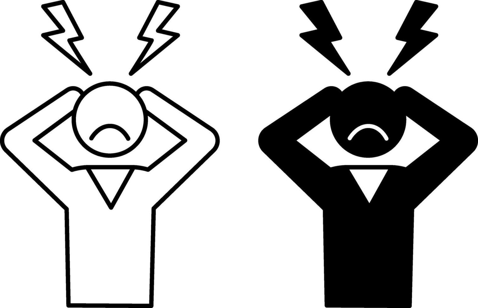 Anxiety Icons. Black and White Illustration. Feeling Uncertain, Anticipating Negative Events. Mental Health Concept vector