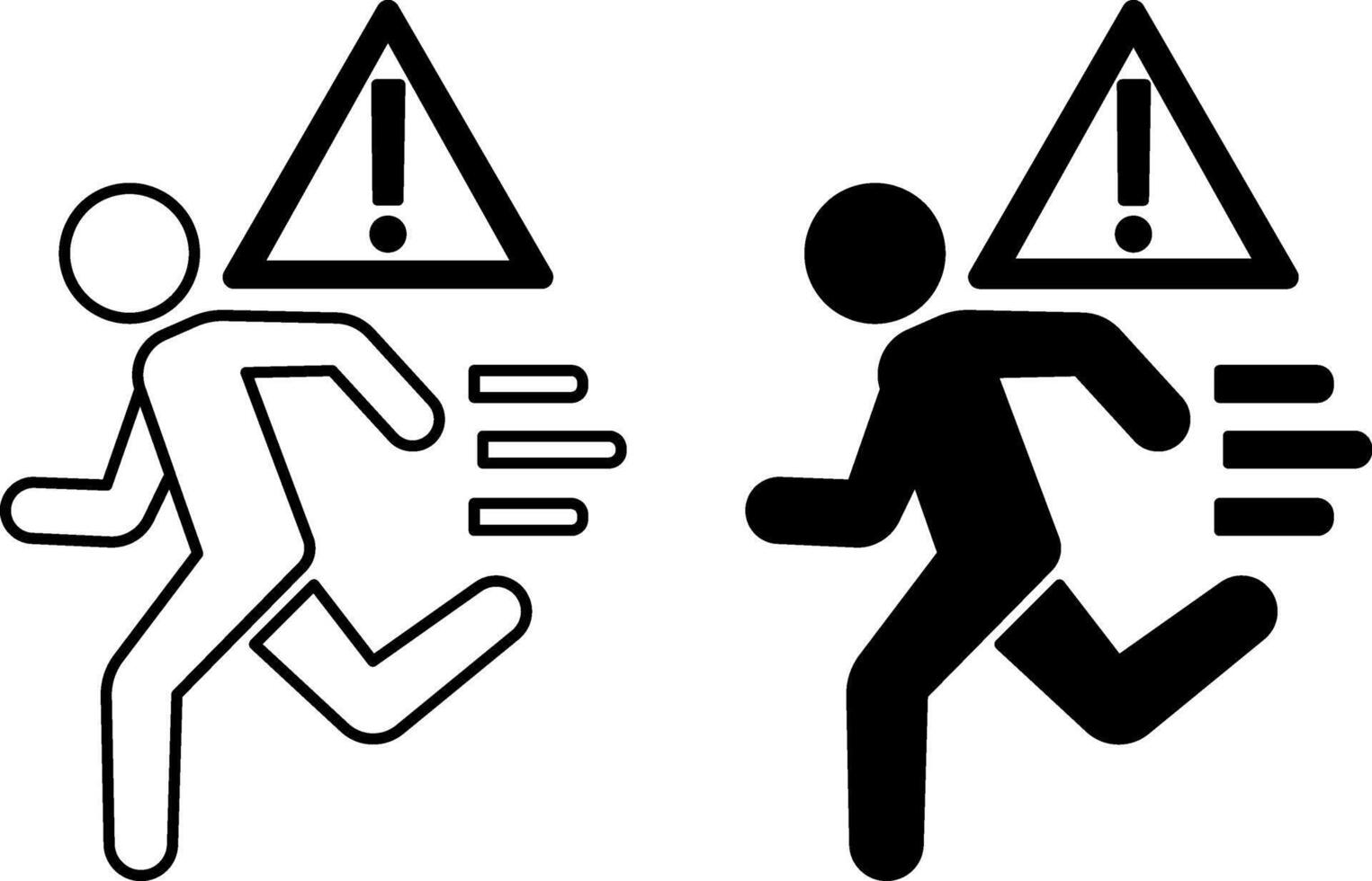 Escape Icons. Black and White Illustrations. Running Man and Prohibition Sign. Running Concept vector
