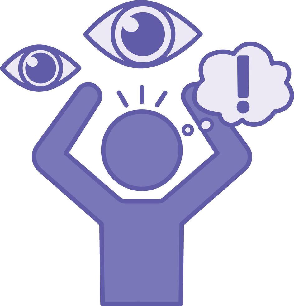 Colored Paranoia Icon. Illustration. Mental Disorder, Suspicion, Mistrust, and Hallucinations. Mental Health Concept vector